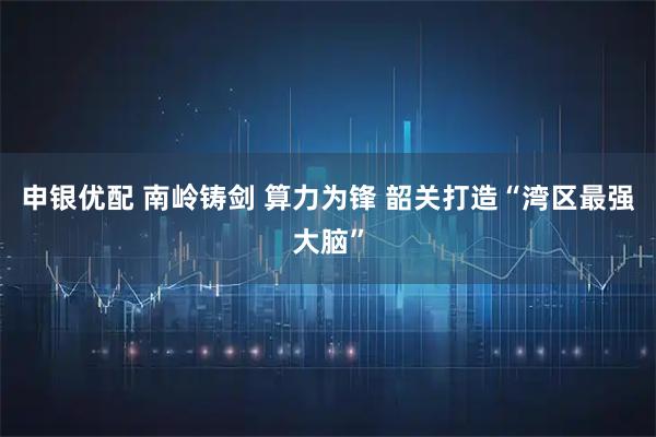 申银优配 南岭铸剑 算力为锋 韶关打造“湾区最强大脑”